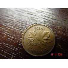 Canada 1 cent -penny- coin 1962    Circulated 3.24 g 19.05 mm ( 3⁄4 inch), round 98% copper